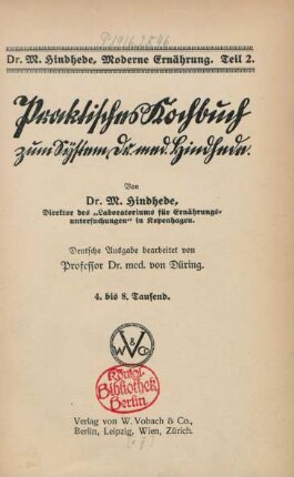 Teil 2: Praktisches Kochbuch zum System Dr. med. Hindhede