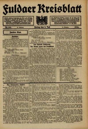 Zweite Ausgabe vom Freitag, den 03. Juli 1914.