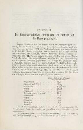 Capitel II. Die Bodenverhältnisse Japans und ihr Einfluss auf die Bodenproduktion
