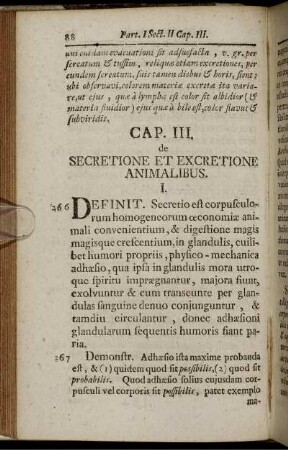 Cap. III. de Secretione Et Excretione Animalibus.