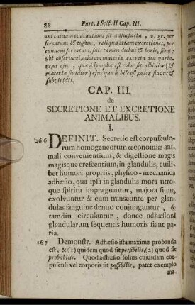 Cap. III. de Secretione Et Excretione Animalibus.