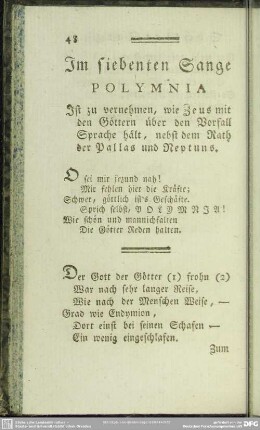 Im siebenten Sange Polymnia