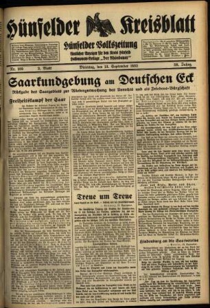 Zweite Ausgabe vom Dienstag, den 13. September 1932.