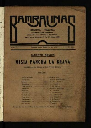 Misia Pancha la brava : comedia en tres actos y en prosa