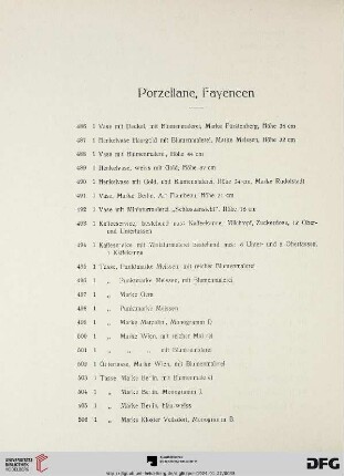 Porzellane, Fayencen (Nr. 486-571)
