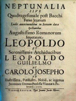 Neptunalia sive quadragesimale post Bacchi ferias ieiunium : [Periocha]