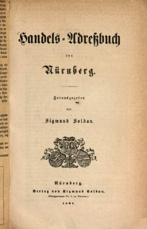 Handels-Adressbuch von Nürnberg : Herausgegeben von Sigmund Soldan