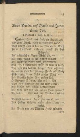 2. Elegie Davids auf Sauls und Jonathans Tod