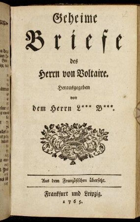 Geheime Briefe des Herrn von Voltaire