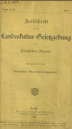 Heft 1-3. Amtlicher Theil. Nichtamtlicher Theil