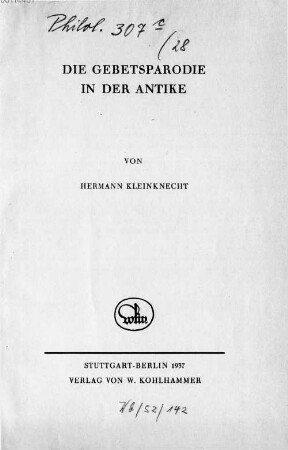 Die Gebetsparodie in der Antike