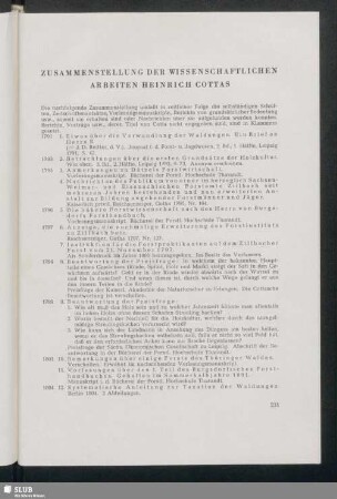 Zusammenstellung Der Wissenschaftlichen Arbeiten Heinrich Cottas