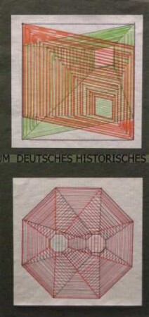 Entwurf zum Projekt "Helioptix" mit vier geometrischen Motiven, 4 Blatt montiert, (Vorder- und Rückseite)