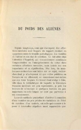 Du poids des aliénés