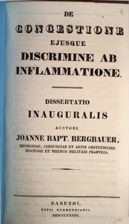 De congestione eiusque discrimine ab inflammatione : diss. inaug.