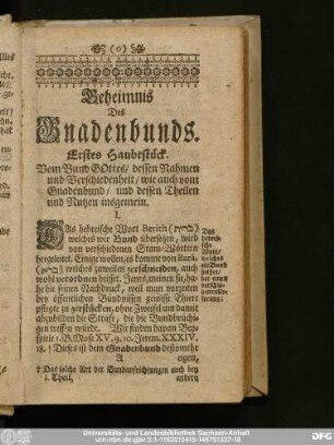 Geheimnis Des Gnadenbunds.
