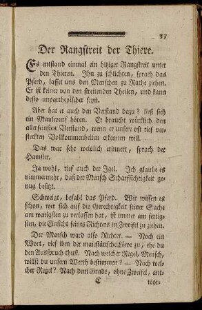 Der Rangstreit der Thiere