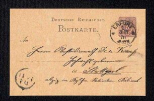 Postkarten an Ferdinand Krauss (Königl. Naturalien Kabinet)