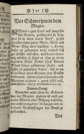 Vor Schmertzen in dem Magen