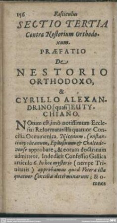 Sectio Tertia, Contra Nestorium Orthodoxum