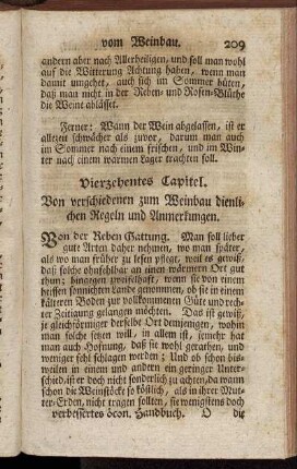 Vierzehntes Capitel. Von verschiedenen zum Weinbau dienlichen Regeln und Anmerkungen.