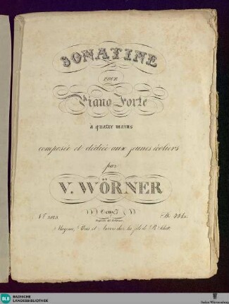 Sonatine pour piano forte à quatre mains : Oeuv. 7