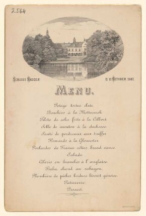Menükarte : Menü, Schloss Rauden