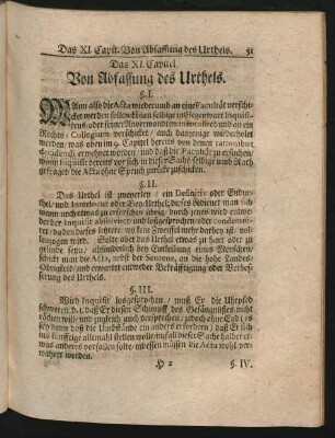 Das XI. Capitel Von Abfassung des Urthels.