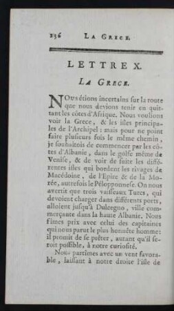 Lettre X. La Grece.