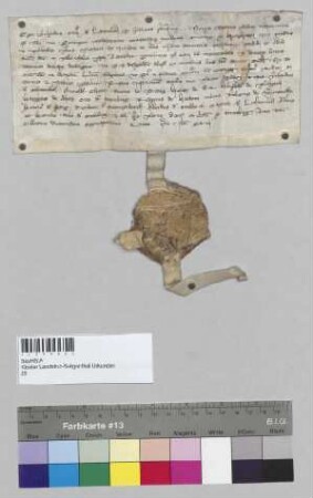 Graf Bernhard von Leonsberg verkauft dem Kloster Seligenthal einen Hof zu Hankofen. S: Bernhard, Graf von Leonsberg