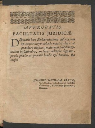 Approbatio Facultatis Juridicae.