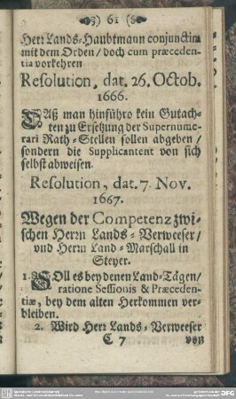 Resolution, dat. 7. Nov. 1667