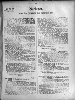 Anlage: ad No.18 (246-335.), Vorlagen, welche den Zeitungen nicht mitgeteilt sind