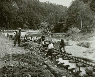Unwetterkatastrophe vom 8./9. Juli 1927, zerstörte Bahnanlagen, Glashütte, Müglitztal