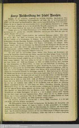 Kurze Beschreibung der Stadt Bautzen