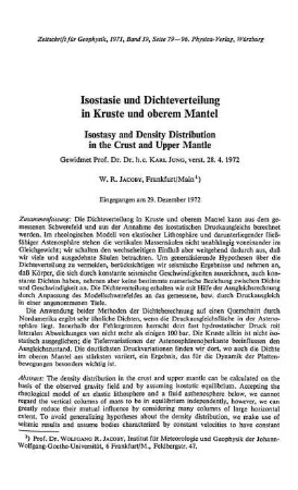 Isostasie und Dichteverteilung in Kruste und oberem Mantel