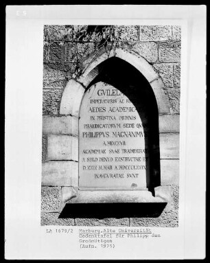 Gedenktafel für Philipp I., genannt der Großmütige (Gründer der Philipps-Universität)