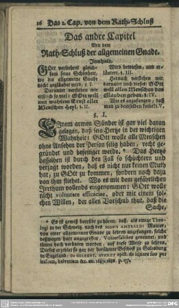 Das andre Capitel. Von dem Rath-Schluß der allgemeinen Gnade