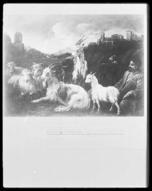 Hirte mit Ziegenherde in südlicher Landschaft