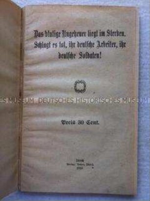 Sozialistische Flugschrift vom Ende des ersten Weltkrieges