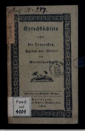 Sprachbüchlein oder die Tonzeichen, Sylben und Wörter der Muttersprache