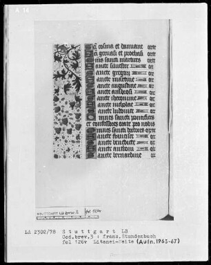 Stundenbuch — Initälchen und Teilbordüre, Folio 126verso