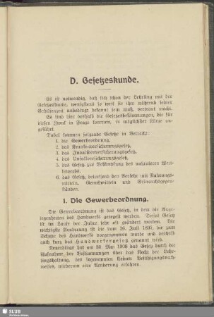 D. Gesetzeskunde