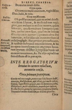 Interrogatorivm breuius in carmen redactum, memoriae causae. Circa primum praeceptum.