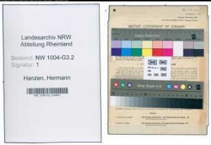 Entnazifizierung Hermann Hanzen , geb. 20.07.1889 (Versandmeister)