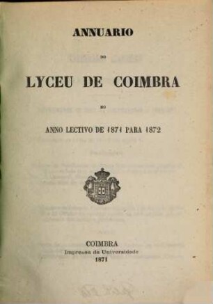 Annuario do Lyceu Nacional de Coimbra. 1871/72 (1871)