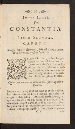 Iusti Lipsi De Constantia Liber Secundus.