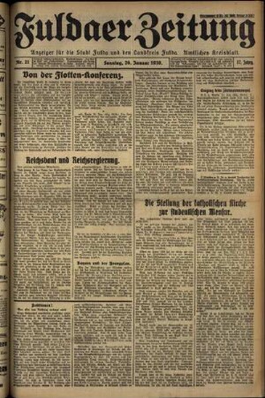 Erste Ausgabe vom Sonntag, den 26. Januar 1930.