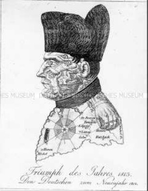 Karikatur auf die Niederlage Napoleons in der Völkerschlacht