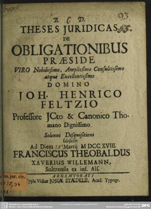 Theses Iuridicas De Obligationibus